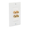 Banana binding post wall plate for 2 speakers gold plated white - - Mounts For Less