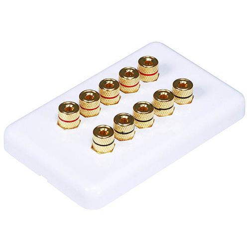 Banana binding post wall plate for 5 speakers gold plated white - - Mounts For Less