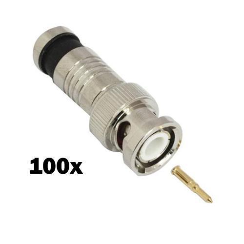 BNC Type Compression Connectors For RG6 Coaxial Cables Black 100Pk - - Mounts For Less