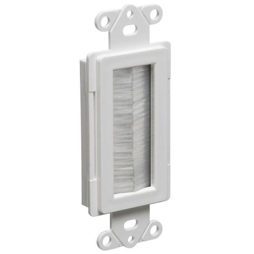 Brush Style Pass-thru Wallplate for cables SINGLE white - DECORA - - Mounts For Less