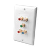 Component Wall Plate (5 RCA female to female couplers) White - - Mounts For Less