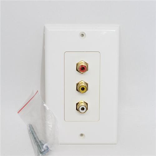 Composite Wall Plate (3 RCA Female To Female Couplers) White - - Mounts For Less