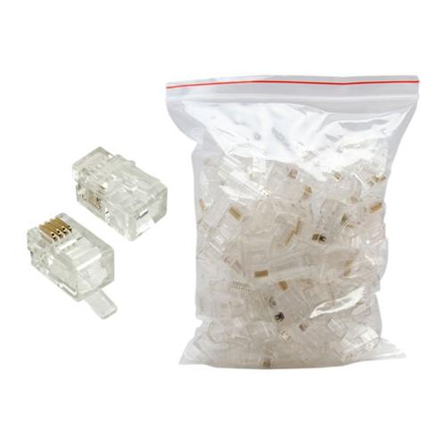 Connectors 6P4C RJ11 for 4 conductors phone cable - 100pk - - Mounts For Less