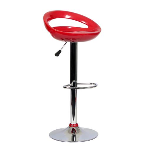 Contemporary Bar Stool Swivel & Adjustable Chrome & Red - - Mounts For Less