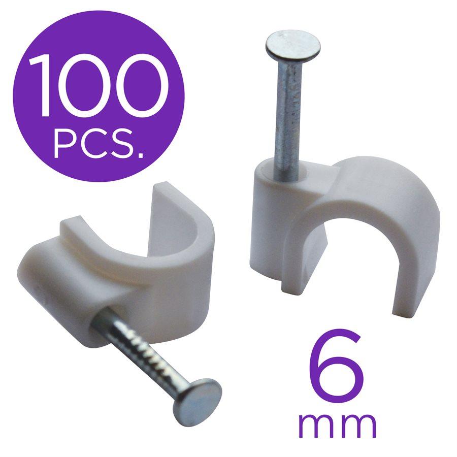 eLink CV-51595 Nail-In White Cable Clips 6MM 100 Units - - Mounts For Less
