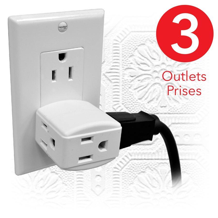 eLink EL-683 Cube Wall Tap 3-Outlet White - - Mounts For Less
