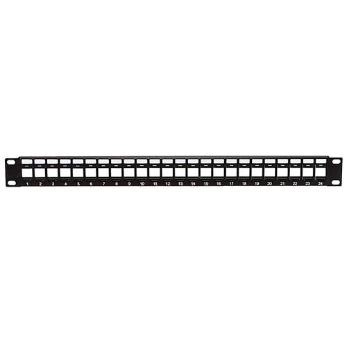 Empty Patch Panel for Keystone jacks 24 ports black 19" 1U - - Mounts For Less