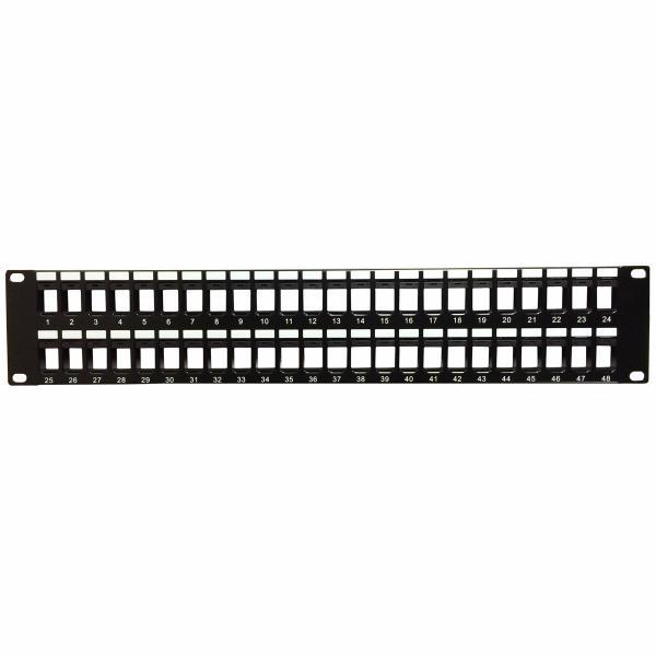 Empty Patch Panel for Keystone jacks 48 ports black 19" 2U - - Mounts For Less