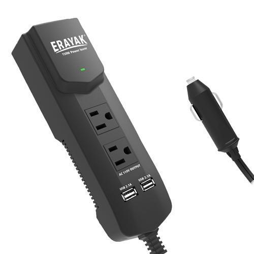 Erayak 150W Car Power Inverter DC 12V To 110V AC Converter With Dual USB Charger - - Mounts For Less