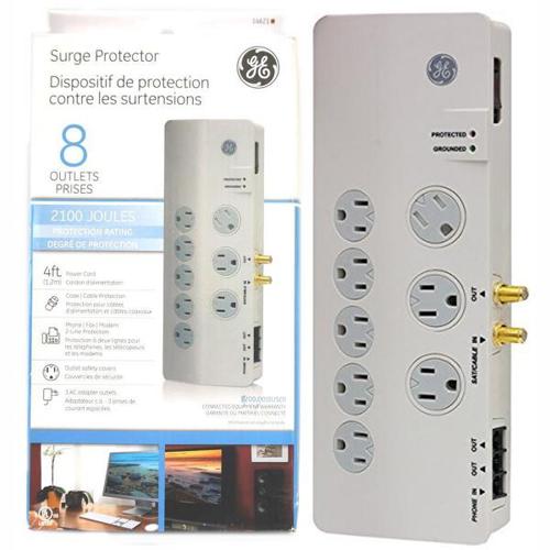 GE Surge Protectors 8 outlets 2100 Joules 4ft - - Mounts For Less