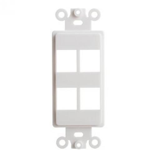 GlobalTone "Decora" Keystone wallplate white 4 bays - - Mounts For Less