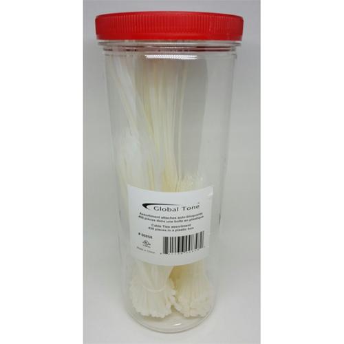 GlobalTone Tie-Wraps natural, assortment of 450 pieces in a plastic box - - Mounts For Less