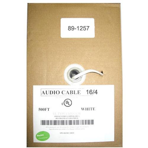 In-Wall Speaker Cable CMR CL3R OFC Stranded UL 16X4 AWG In Pull Box 500Ft White - - Mounts For Less