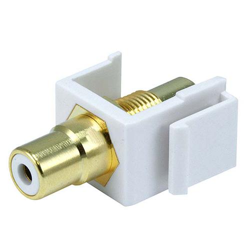 Keystone connector RCA white center coupler F/F White - - Mounts For Less