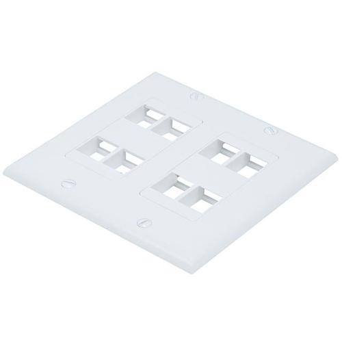 Keystone dual 2 gang wallplate white 2 x 4 bays (8 Total) - - Mounts For Less