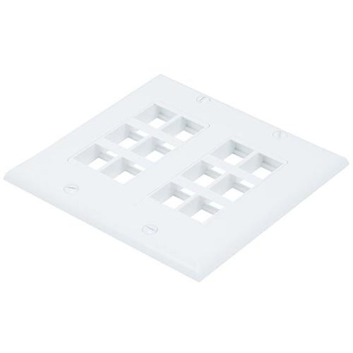 Keystone dual 2 gang wallplate white 2 x 6 bays (12 Total) - - Mounts For Less