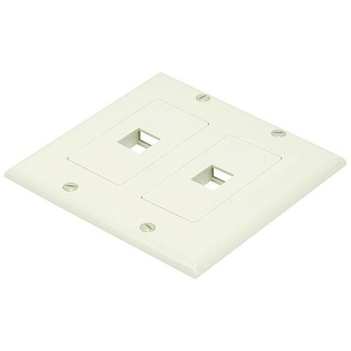 Keystone dual 2 gang wallplate white 2x 1 bay - - Mounts For Less