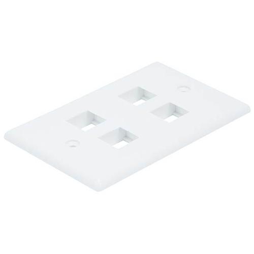 Keystone wallplate white 4 bays - - Mounts For Less