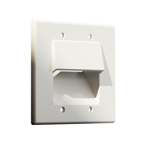 Pass-thru Wallplate for any cables DOUBLE white GT - - Mounts For Less