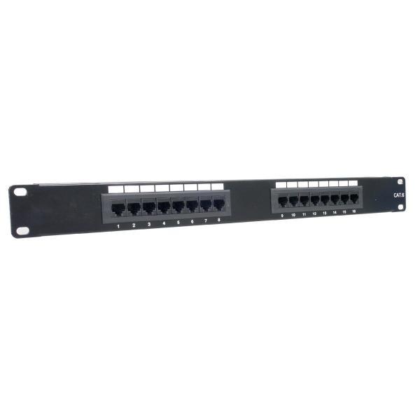 Patch Panel Cat6 16 ports with rack mount bracket UL - - Mounts For Less