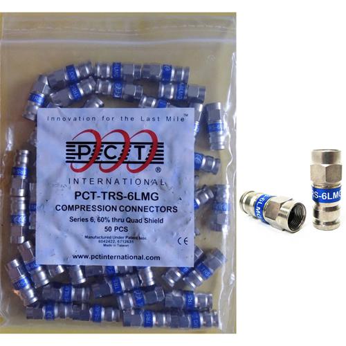 PCT Compression connectors F-Type for RG-6 coaxial Blue 50pk - - Mounts For Less