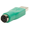 PS/2 Female Mouse to USB A male adapter Green - - Mounts For Less