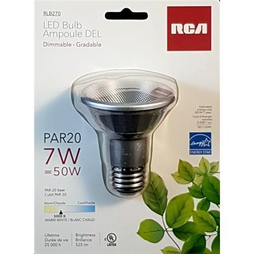 RCA LED Bulb PAR20 7W Warm White 525 Lumen - - Mounts For Less