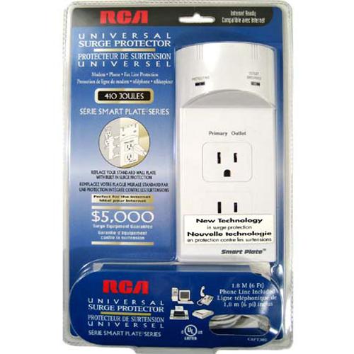 RCA Surge Protectors 2 outlets wallplate 410 Joules white - - Mounts For Less