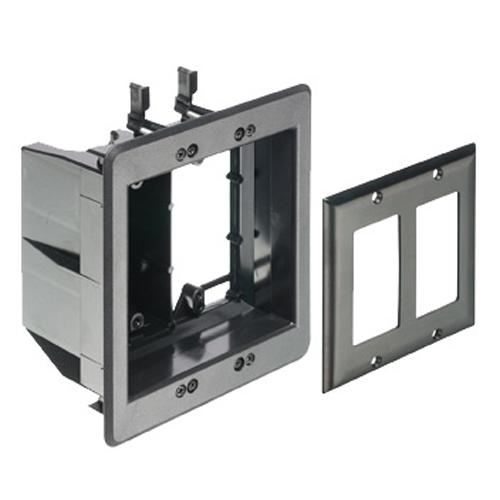 Recessed Double Box for cables and power outlets TVBU Black - - Mounts For Less