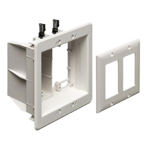 Recessed Double Box for cables and power outlets TVBU White - - Mounts For Less