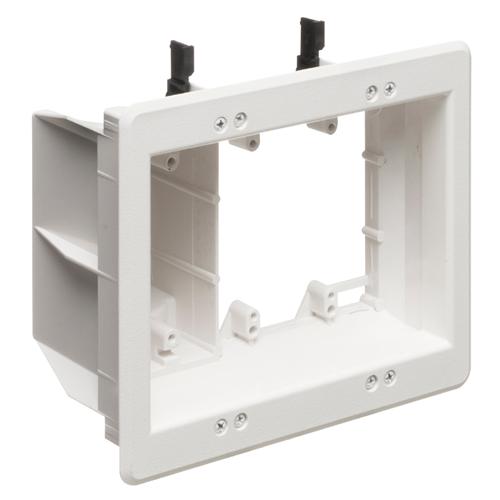 Recessed Triple Box for cables and power outlets TVBU White - - Mounts For Less