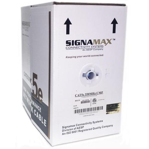 SignaMax Network Cable Cat5e UTP FT6/CMP Solid Plenum Blue 1000' - - Mounts For Less