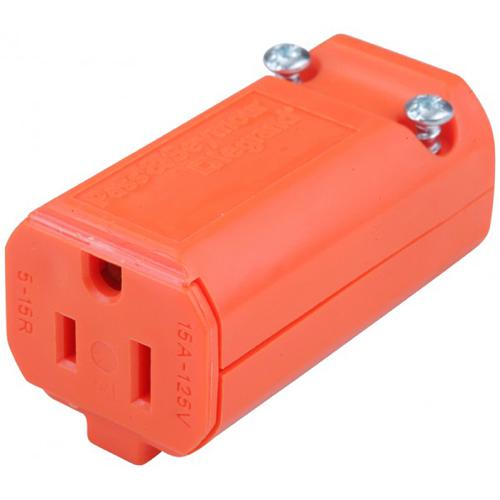 Socket for Power Cord nema 5-15P 125vac 15A 16-14awg SJT Orange - - Mounts For Less
