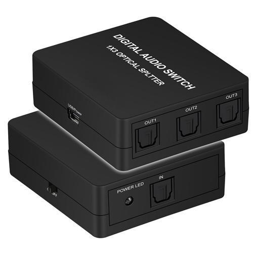 Splitter 1X3 For Audio Numeric Cable Toslink Optic Fiber 1 Input To 3 Outputs Powered - - Mounts For Less