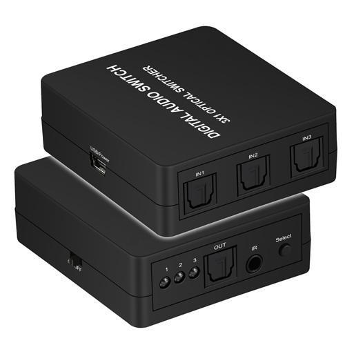 Switch 3X1 For Audio Numeric Cable Toslink Optic Fiber 3 Input To 1 Outputs USB Powered - - Mounts For Less
