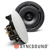 SyncSound SS-ICS-8 2-Way In-Ceiling Speakers 8'' 90 Watts 8 Ohms Sold As A Pair White Frameless - - Mounts For Less