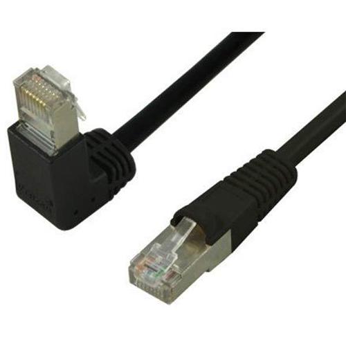 TechCraft Cat5e Ethernet RJ-45 Network Cable Shielded STP 350MHz with Angle Down to Straight, 35 ft Black - - Mounts For Less