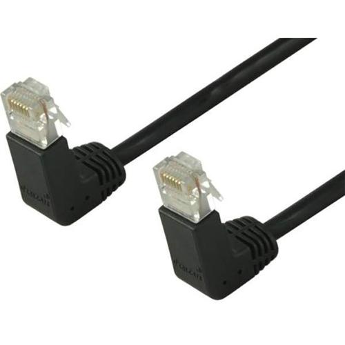 TechCraft Cat5e Ethernet RJ-45 Network Cable UTP 350MHz with Angle Down to Down, 1 ft Black - - Mounts For Less