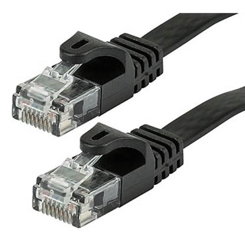TechCraft Ethernet FLAT cable network Cat6 RJ-45 7ft BLACK - - Mounts For Less
