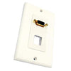 VGA Wall Plate (1 F/F coupler) White + 1 keystone bay - - Mounts For Less