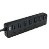 Adesso - 7-Port USB 3.0 HUB with Individual Power Switch, Black - - Mounts For Less