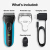 Braun - Series 3 Proskin 3-in-1 Rechargeable Electric Shaver, Wet or Dry Use, Blue - - Mounts For Less