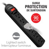 Elink - 6 Outlet Surge Protector, 90 Joules Protection, 2ft Cord, Black - - Mounts For Less