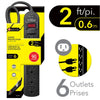 Elink - 6 Outlet Surge Protector, 90 Joules Protection, 2ft Cord, Black - - Mounts For Less