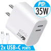 Elink - Fast Wall Charger, Dual USB-C 3.0 Ports, 35W, White - - Mounts For Less