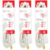 Elink - Set of 3 3-Outlet Indoor Electrical Extension Cords, 10 Feet Length, White - - Mounts For Less