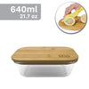 EraWare - Set of 3 Borosilicate Glass Container, Bamboo Lid, Oven Safe, 640ml - - Mounts For Less