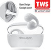 Escape - Wireless Ear Clip Headphones with Microphone and Charging Case, White - - Mounts For Less