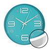 Hauz - Round Wall Clock, 10" Diameter, Quartz Precision, Blue - - Mounts For Less