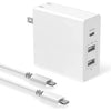 HuntKey - Wall Charger 1 USB-C Socket and 2 USB-A Sockets with 1.8m Cable, White - - Mounts For Less